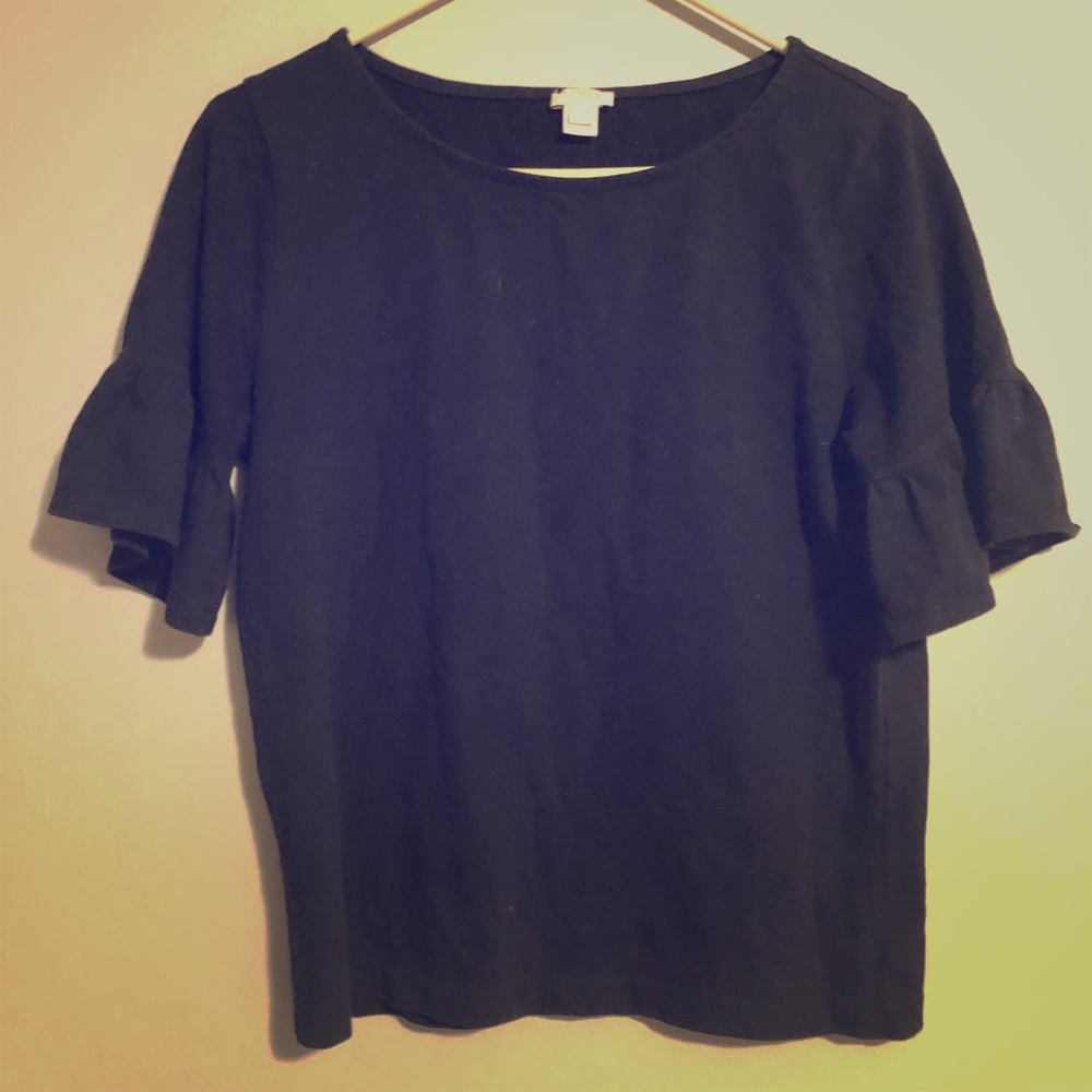 J crew ruffle sleeve T
